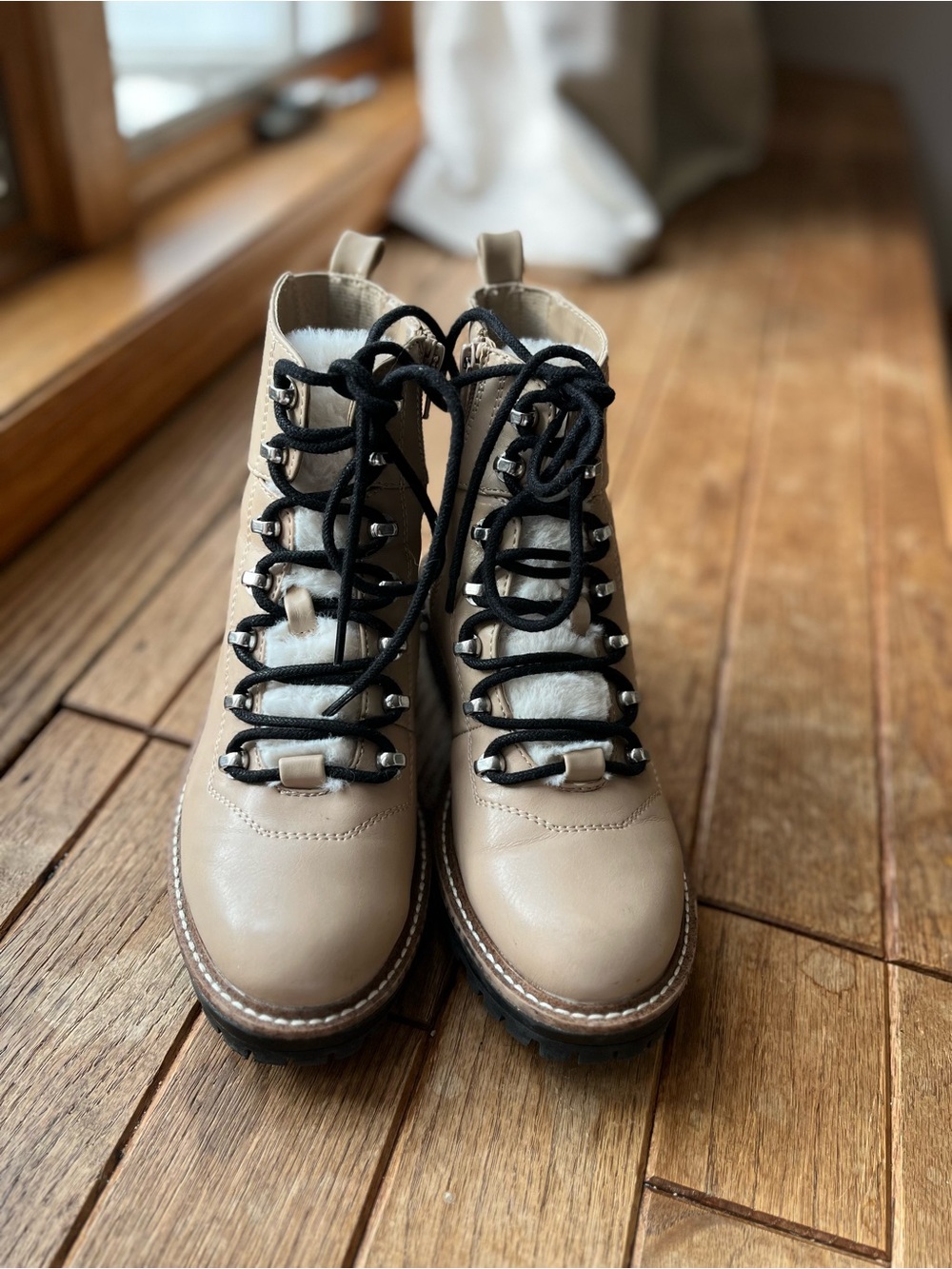 a new day Taupe Lace-Up Faux-Fur Ankle Boots